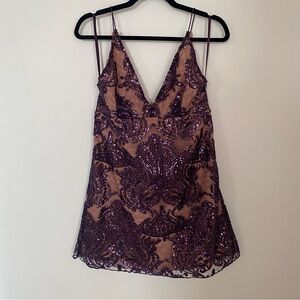 Free People Night Shimmer Plum Sequin Mini Dress